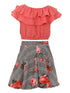 Just Kids Girls Multi Colors Solid Top Necklace Checkered Floral Skirt Set 4-14 - SophiasStyle.com