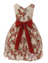 Just Kids Little Girls Champagne Flower Print Linen Elegant Easter Dress 2-6 - SophiasStyle.com