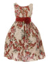 Just Kids Big Girls Champagne Flower Print Linen Elegant Easter Dress 8-14 - SophiasStyle.com