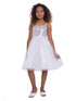 Petite Adele Big Girls White Silver Sequin Tulle Junior Bridesmaid Dress 8-12 - SophiasStyle.com