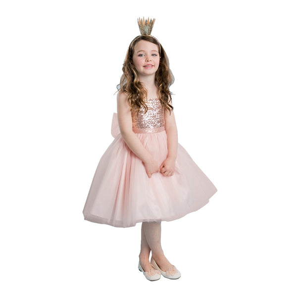 Petite Adele Little Girls Blush Sequined Top Tulle Flower Girl Dress 2T-6 - SophiasStyle.com