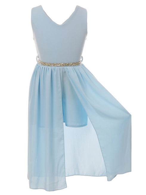 Girls Multi Colors Stone Belt Special Occasion Jumpsuit Dress 4-14 - SophiasStyle.com
