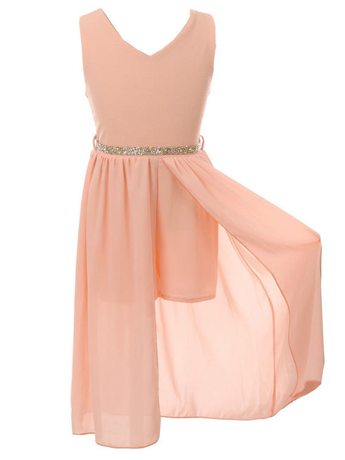 Girls Multi Colors Stone Belt Special Occasion Jumpsuit Dress 4-14 - SophiasStyle.com