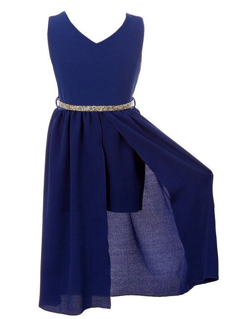 Girls Multi Colors Stone Belt Special Occasion Jumpsuit Dress 4-14 - SophiasStyle.com