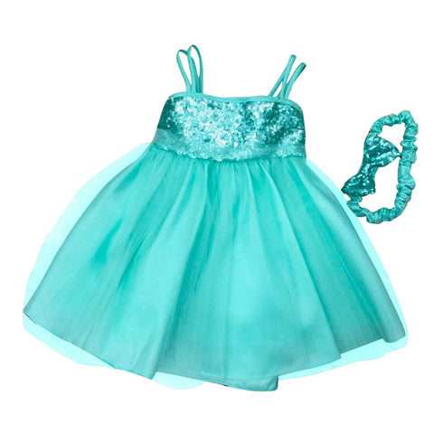 Petite Adele Baby Girls Mint Sequined Headband Flower Girl Dress 6-24M - SophiasStyle.com