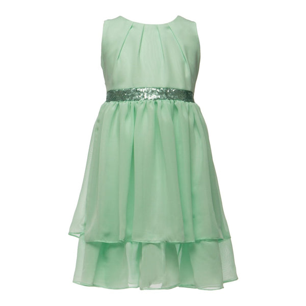 Petite Adele Little Girls Mint Chiffon Sequence Waist Flower Girl Dress 2T-6 - SophiasStyle.com