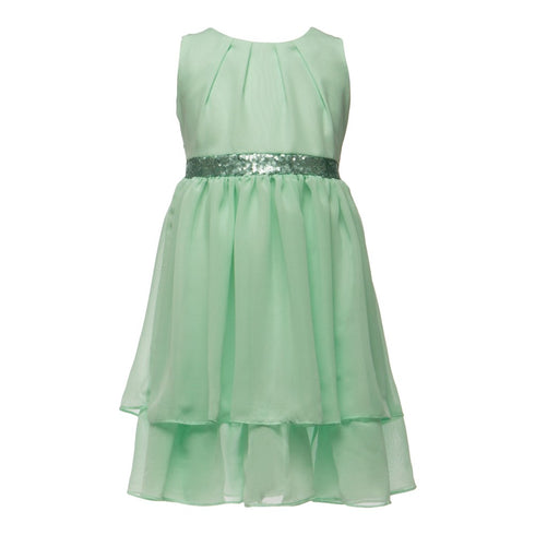 Petite Adele Big Girls Mint Chiffon Sequence Junior Bridesmaid Dress 8-16 - SophiasStyle.com