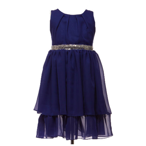 Petite Adele Little Girls Royal Blue Chiffon Sequence Flower Girl Dress 2T-6 - SophiasStyle.com