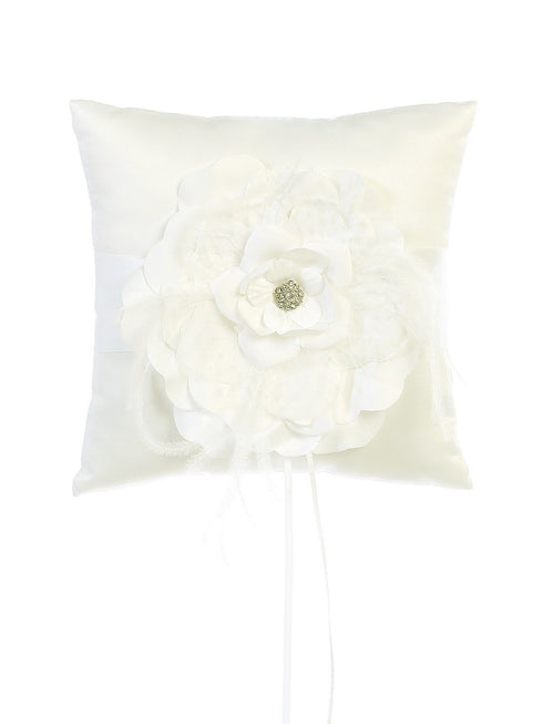Tip Top Kids Boys Ivory Big Flower Accent Stylish Ring Bearer's Pillow - SophiasStyle.com