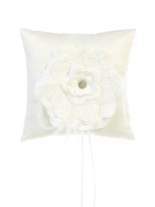 Tip Top Kids Boys Ivory Big Flower Accent Stylish Ring Bearer's Pillow - SophiasStyle.com