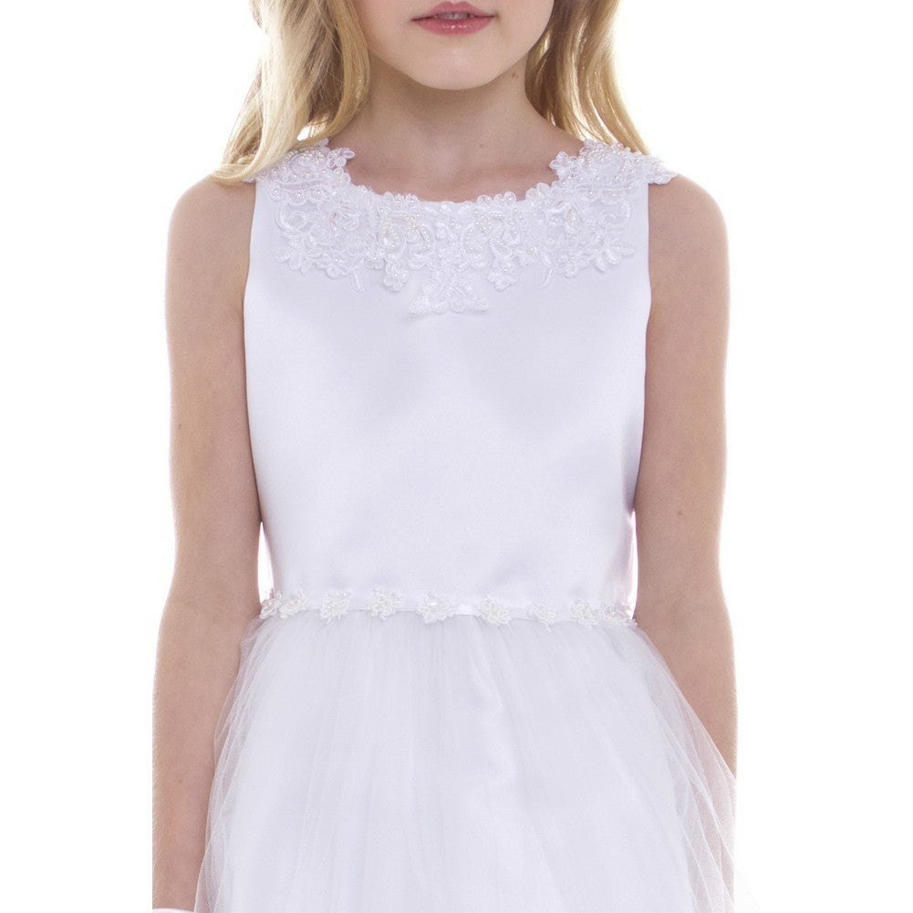 Little Girls White Exquisite Dull Satin Flower Girl Dress 2T-6