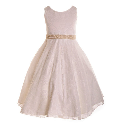 Petite Adele Big Girls Ivory Lace Overlay Satin Junior Bridesmaid Dress 8-16 - SophiasStyle.com