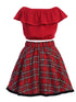 Just Kids Big Girls Red Top Plaid Skirt Necklace Christmas Outfit 8-14 - SophiasStyle.com