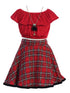 Just Kids Big Girls Red Top Plaid Skirt Necklace Christmas Outfit 8-14 - SophiasStyle.com