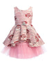 Just Kids Little Girls Rose Floral Print Brooch Hi Low Flower Girl Dress 2-6 - SophiasStyle.com