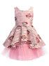 Just Kids Big Girls Rose Floral Print Brooch Hi Low Junior Bridesmaid Dress 8-14 - SophiasStyle.com