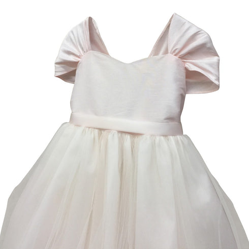 Petite Adele Big Girls Blush Pink Floating Petals Junior Bridesmaid Dress 8-12 - SophiasStyle.com