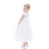 Petite Adele Little Girls White Poly Dupioni Satin Brooch Flower Girl Dress 2-6 - SophiasStyle.com
