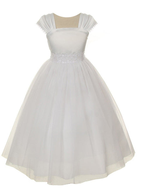 Kids Dream Big Girls White Beadwork Junior Bridesmaid Plus Size Dress 18.5-20.5 - SophiasStyle.com