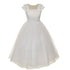 Kids Dream Big Girls White Satin Mesh Lace Beadwork Communion Dress 8-16 - SophiasStyle.com