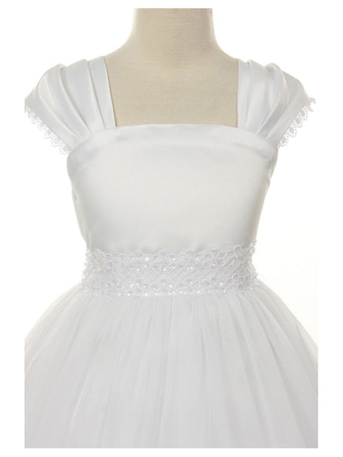 Kids Dream Big Girls White Beadwork Junior Bridesmaid Plus Size Dress 18.5-20.5 - SophiasStyle.com