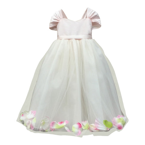 Petite Adele Little Girls Blush Pink Floating Petals Flower Girl Dress 2T-6 - SophiasStyle.com