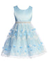 Little Girls Blue Flower Appliques Embroidered Tulle Flower Girl Dress 4-6 - SophiasStyle.com