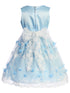 Little Girls Blue Flower Appliques Embroidered Tulle Flower Girl Dress 4-6 - SophiasStyle.com