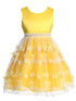 Big Girls Yellow Flower Appliques Embroidered Tulle Junior Bridesmaid Dress 8-14 - SophiasStyle.com