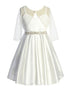 Just Kids Girls Satin Dress with Rhinestone Belt and Sheer Embroidered Bolero, Sizes 4-14 - SophiasStyle.com