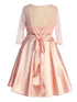 Just Kids Girls Satin Dress with Rhinestone Belt and Sheer Embroidered Bolero, Sizes 4-14 - SophiasStyle.com
