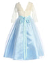 Just Kids Girls Floral Lace Illusion Dress with Metallic Belt and V-Neck Back, Sizes 4-16 - SophiasStyle.com