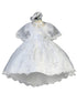Tip Top Kids Little Girls White Maria Embroidered Train Baptism Dress 2-6 - SophiasStyle.com