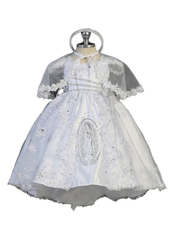 Tip Top Kids Little Girls White Maria Embroidered Christening Dress 2-6 - SophiasStyle.com