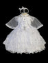 Tip Top Kids Little Girls White Vertical Rhinestone Christening Dress 2-6 - SophiasStyle.com