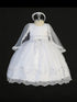 Tip Top Kids Baby Girls White Scalloped Hem Cape Headband Baptism Gown 0-12M - SophiasStyle.com