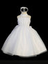 Tip Top Kids Little Girls White Jeweled High Neck Tulle Bolero Baptism Gown 2-6 - SophiasStyle.com