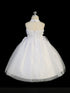 Tip Top Kids Little Girls White Jeweled High Neck Tulle Bolero Baptism Gown 2-6 - SophiasStyle.com