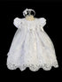 Tip Top Kids Little Girls White 3D Floral Lace Headband Baptism Gown 2-6 - SophiasStyle.com