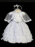Tip Top Kids Little Girls White Doves Cape Headband Baptism Gown 2-6 - SophiasStyle.com
