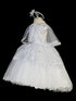 Tip Top Kids Little Girls White Tailed Organza Glitter Tulle Baptism Gown 2-6 - SophiasStyle.com