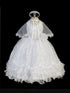 Tip Top Kids Baby Girls White Halter Neck Cape Rhinestone Baptism Gown 0-12M - SophiasStyle.com