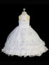 Tip Top Kids Little Girls White Criss Cross Back Corset Ties Baptism Gown 2-6 - SophiasStyle.com
