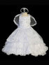 Tip Top Kids Little Girls White Criss Cross Back Corset Ties Baptism Gown 2-6 - SophiasStyle.com