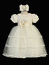 Tip Top Kids Baby Girls Ivory Ropone Bow Headband Ruffle Baptism Gown 6-18M - SophiasStyle.com