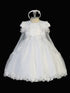 Tip Top Kids Little Girls White Satin Tulle Floral Applique Baptism Gown 2-6 - SophiasStyle.com