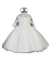 Tip Top Kids Little Girls White Cap Sleeves Illusion Neck Christening Gown 2-6 - SophiasStyle.com
