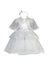 Little Girls White Off-Shoulder Organza Overlay Glitter Tulle Baptism Dress 2-6 - SophiasStyle.com