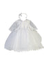Baby Girls White Glitter Embroidery Wire Hem Simple Baptism Dress 6-9M - SophiasStyle.com