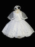 Tip Top Kids Baby Girls White Cape Headband Embroidery Sequin Baptism Gown 0-12M - SophiasStyle.com